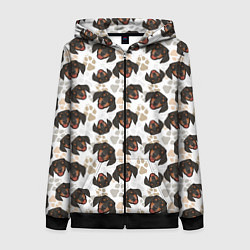 Толстовка на молнии женская Такса Dachshund Dog, цвет: 3D-черный