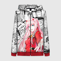 Толстовка на молнии женская Zero Two Зеро ту на манге фрейм, цвет: 3D-красный