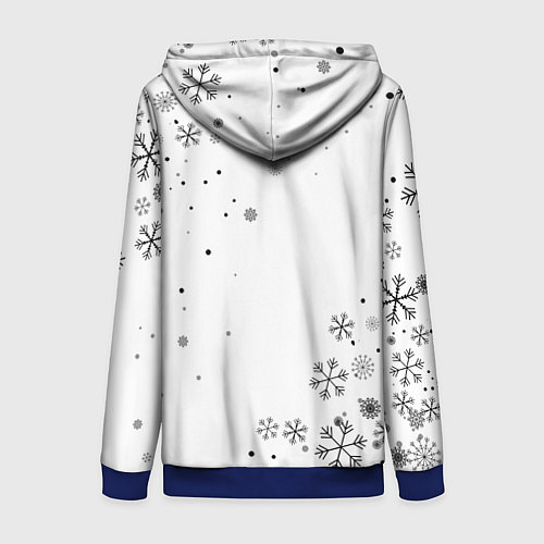 Женская толстовка на молнии Новогодний тигр летящие снежинки / 3D-Синий – фото 2