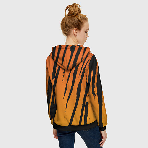 Женская толстовка на молнии Шкура тигра диагональ / 3D-Черный – фото 4