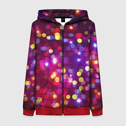Толстовка на молнии женская ПРАЗДНИЧНЫЕ ОГОНЬКИ НОВЫЙ ГОД 2022, цвет: 3D-красный