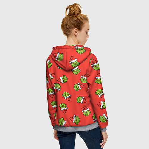 Женская толстовка на молнии Гринч Похититель Рождества / 3D-Меланж – фото 4
