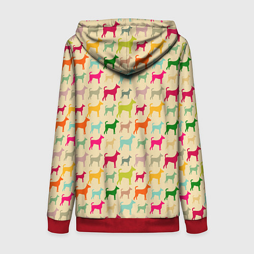 Женская толстовка на молнии Собаки Разноцветные / 3D-Красный – фото 2