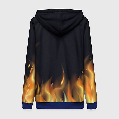 Женская толстовка на молнии Тигр В Пламени / 3D-Синий – фото 2
