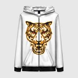 Толстовка на молнии женская Тигр с классным и уникальным дизайном в крутом сти, цвет: 3D-черный