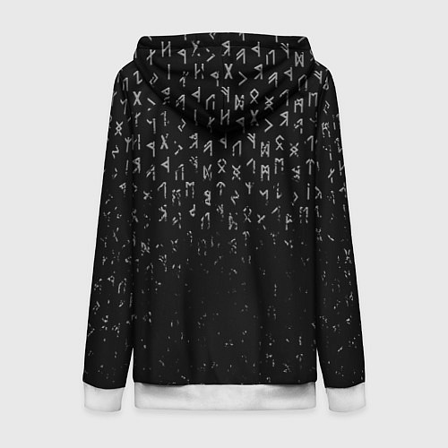 Женская толстовка на молнии МЕТАЛЛИЧЕСКИЕ РУНЫ, БРЫЗГИ КРАСОК / 3D-Белый – фото 2