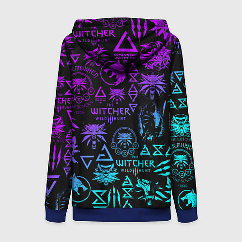 Женская толстовка на молнии ВЕДЬМАК ЛОГОБОМБИНГ НЕОН / 3D-Синий – фото 2