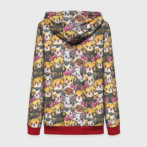 Женская толстовка на молнии Котики Много котиков! / 3D-Красный – фото 2