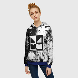 Толстовка на молнии женская GEOMETRY DASH BLACK & WHITE SMILE, цвет: 3D-синий — фото 2