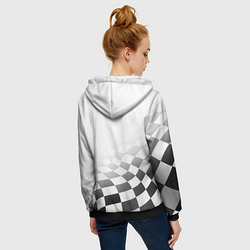 Женская толстовка на молнии MERCEDES, МЕРСЕДЕС СПОРТ, ФИНИШНЫЙ ФЛАГ, ФОРМУЛА 1 / 3D-Черный – фото 4