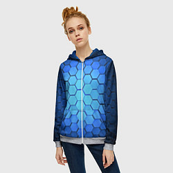 Толстовка на молнии женская Неоновые 3D ПЛИТЫ, цвет: 3D-меланж — фото 2