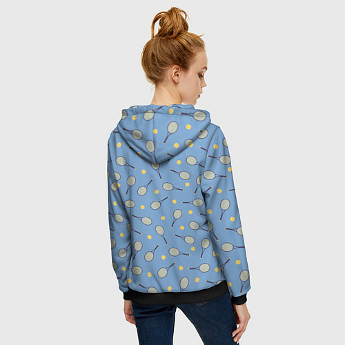 Женская толстовка на молнии Большой теннис паттерн / 3D-Черный – фото 4