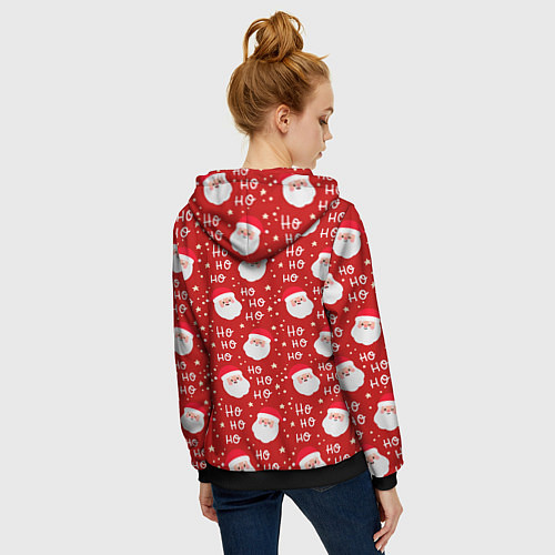 Женская толстовка на молнии САНТА КЛАУС НОВЫЙ ГОД / 3D-Черный – фото 4