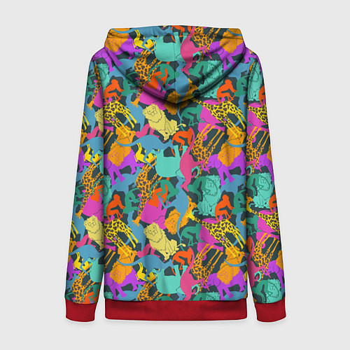 Женская толстовка на молнии Красочные Животные / 3D-Красный – фото 2