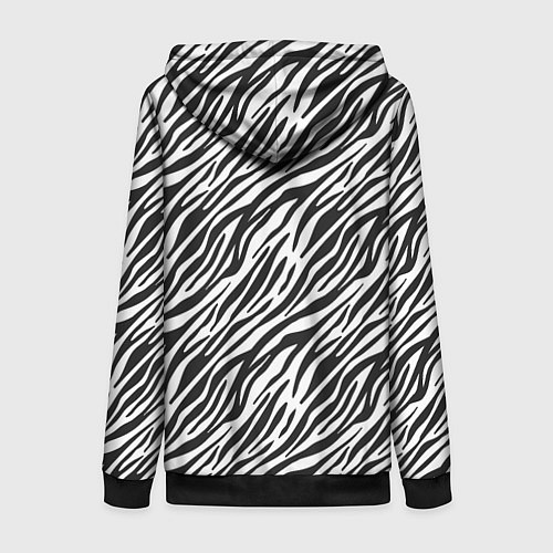 Женская толстовка на молнии Чёрно-Белые полоски Зебры / 3D-Черный – фото 2