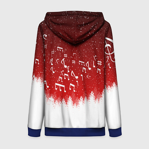 Женская толстовка на молнии МУЗЫКАЛЬНАЯ НОВОГОДНЯЯ НОЧЬ 2022 НОВЫЙ ГОД / 3D-Синий – фото 2