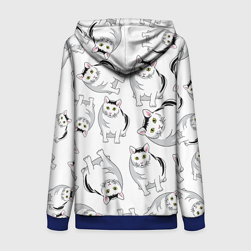 Женская толстовка на молнии КОТИКИ МЕМ МЯУ / 3D-Синий – фото 2