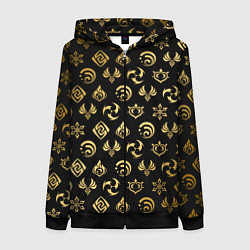 Женская толстовка на молнии GOLDEN GENSHIN IMPACT PATTERN ЗОЛОТО ГЕНШИН ИМПАКТ
