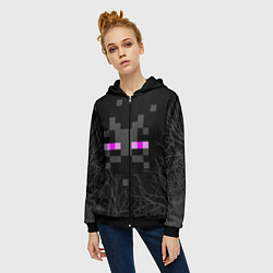 Толстовка на молнии женская ЭНДЕРМЕН МАЙНКРАФТ MINECRAFT, цвет: 3D-черный — фото 2