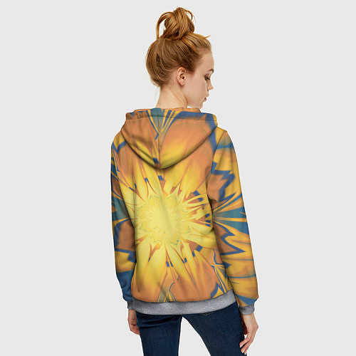 Женская толстовка на молнии Солнечный цветок Абстракция 535-332-32 / 3D-Меланж – фото 4