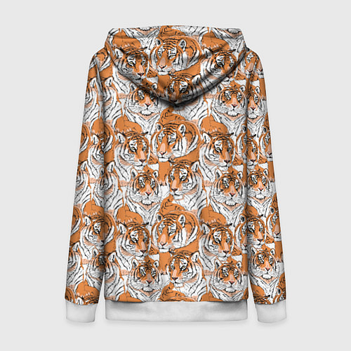 Женская толстовка на молнии Тигры рисованный стиль / 3D-Белый – фото 2