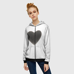 Толстовка на молнии женская HEART PRINT, цвет: 3D-черный — фото 2