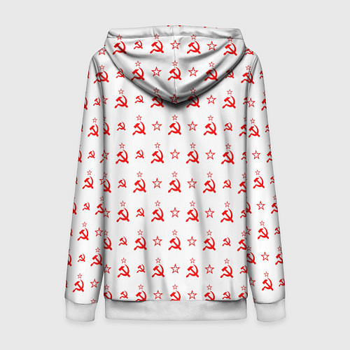 Женская толстовка на молнии Серп и Молот СССР на белом фоне / 3D-Белый – фото 2