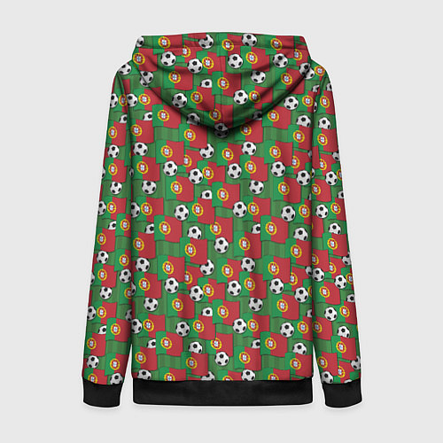 Женская толстовка на молнии Португалия футбол / 3D-Черный – фото 2