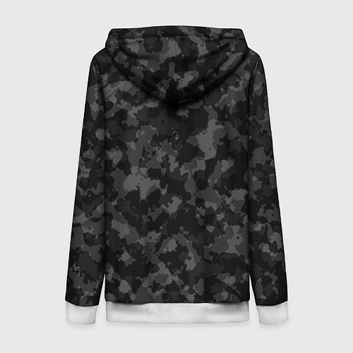 Женская толстовка на молнии ТЁМНЫЙ КАМУФЛЯЖ / 3D-Белый – фото 2