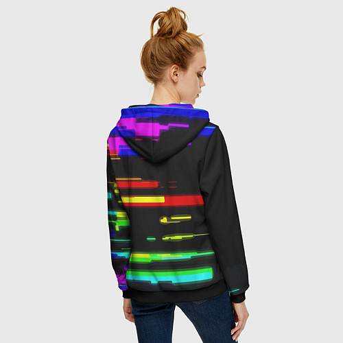 Женская толстовка на молнии Color fashion glitch / 3D-Черный – фото 4