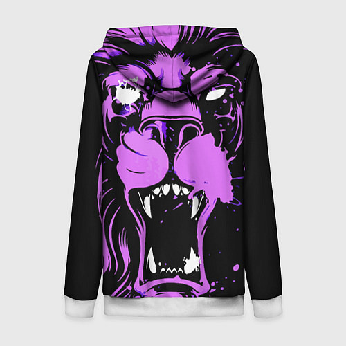 Женская толстовка на молнии Neon pink lion / 3D-Белый – фото 2