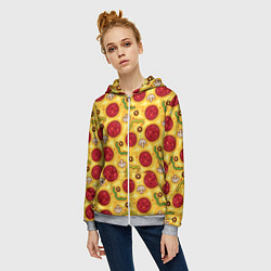 Толстовка на молнии женская Pizza salami, цвет: 3D-меланж — фото 2