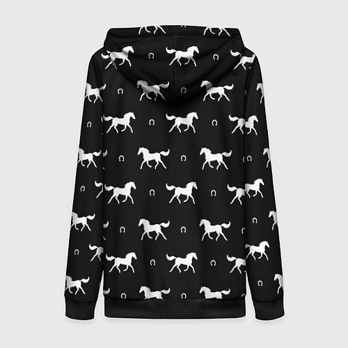 Женская толстовка на молнии КОНИ, ЛОШАДИ / 3D-Черный – фото 2