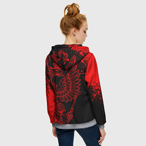 Женская толстовка на молнии Russia Герб страны / 3D-Меланж – фото 4