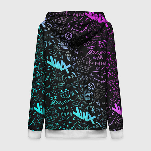 Женская толстовка на молнии League Of Legends - Arcane неон логотипы / 3D-Белый – фото 2