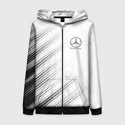 Толстовка на молнии женская Mercedes-Benz - White, цвет: 3D-черный
