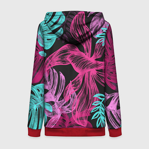 Женская толстовка на молнии Папоротниковый неон / 3D-Красный – фото 2