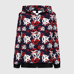 Толстовка на молнии женская Анархия текстура, цвет: 3D-черный