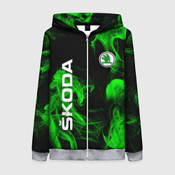 Толстовка на молнии женская Skoda: Green Smoke, цвет: 3D-меланж