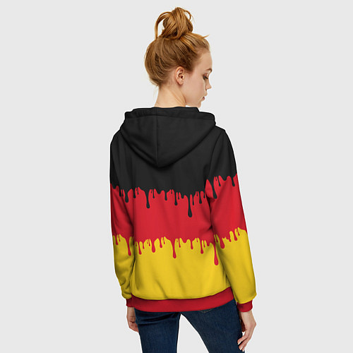 Женская толстовка на молнии Флаг Германии потёки / 3D-Красный – фото 4