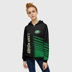 Толстовка на молнии женская Ленд Ровер, Land Rover, цвет: 3D-черный — фото 2