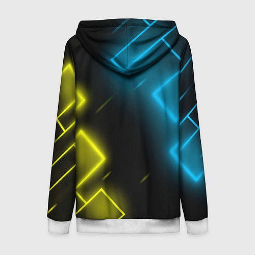 Женская толстовка на молнии Lamborghini - Неоновые фигуры / 3D-Белый – фото 2