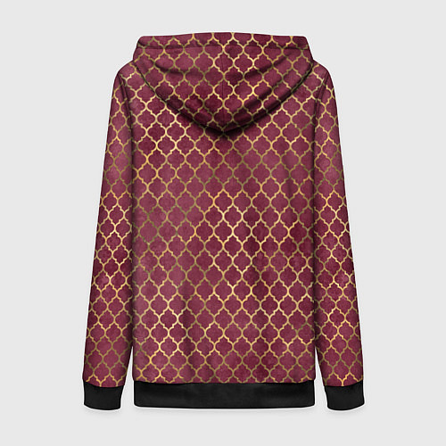 Женская толстовка на молнии Gold & Red pattern / 3D-Черный – фото 2