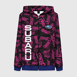 Толстовка на молнии женская SUBARU STI PATTERN, цвет: 3D-синий