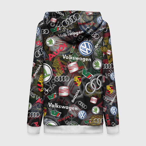Женская толстовка на молнии Volkswagen Group AUDI VW SEAT PORSCHE SKODA / 3D-Белый – фото 2