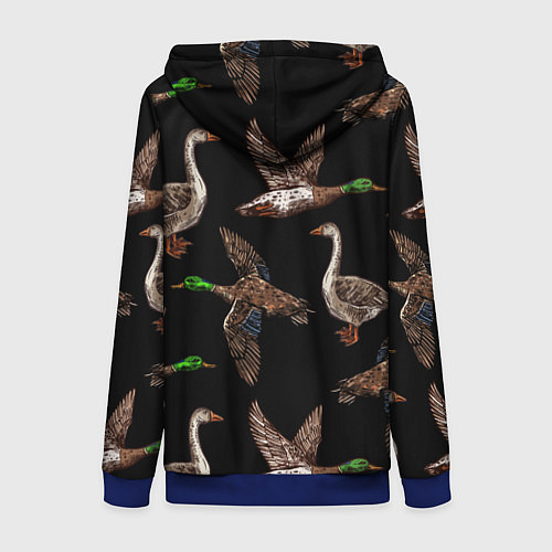 Женская толстовка на молнии Утки паттерн / 3D-Синий – фото 2