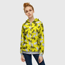 Толстовка на молнии женская Пчелы на желтом, цвет: 3D-меланж — фото 2