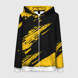 Толстовка на молнии женская BLACK AND YELLOW GRUNGE ГРАНЖ, цвет: 3D-белый