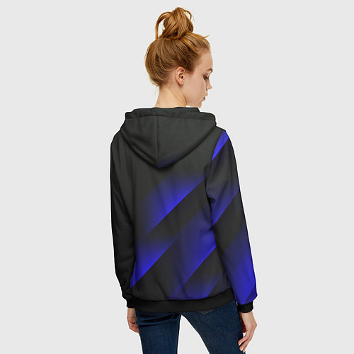Женская толстовка на молнии Blue Fade 3D Синий градиент / 3D-Черный – фото 4