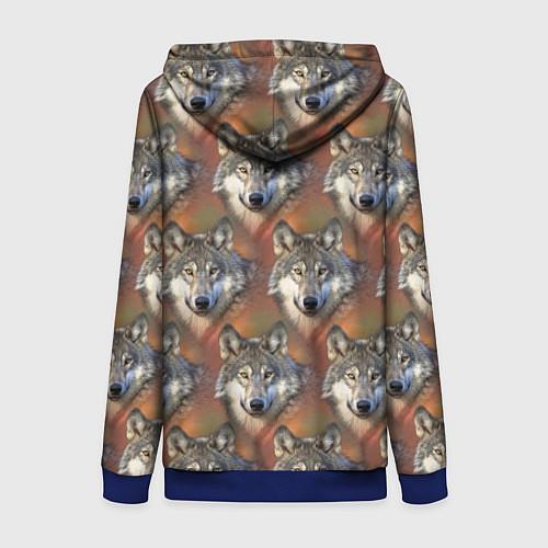 Женская толстовка на молнии Волки Wolfs паттерн / 3D-Синий – фото 2